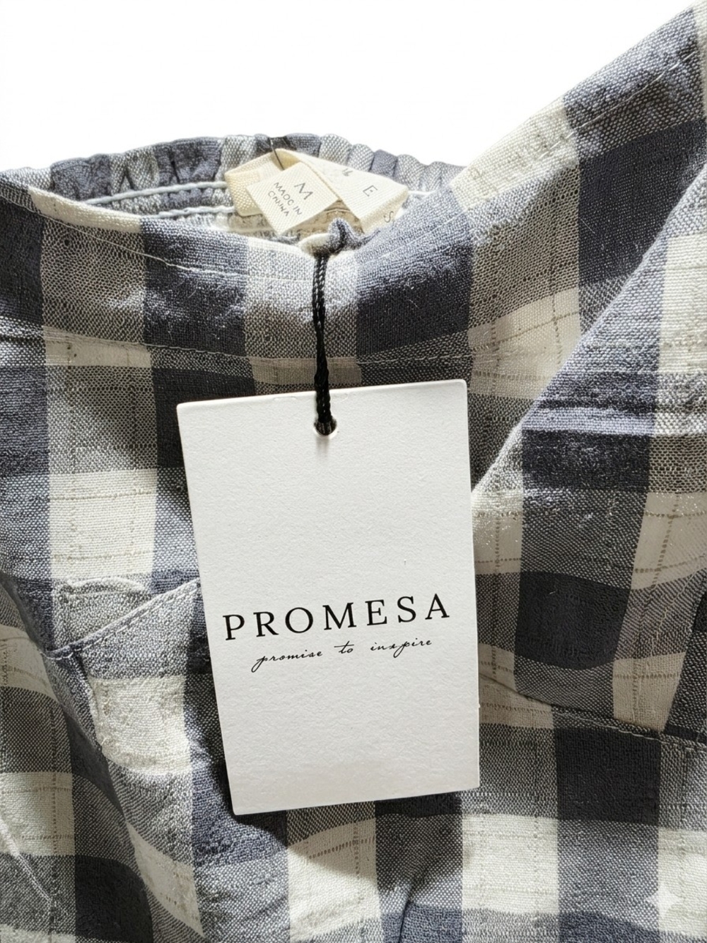 Promesa Men's Gray & White Checked Cotton Button-Down